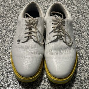 GFore White Leather Gallivanter Men's Shoes with Yellow Sole